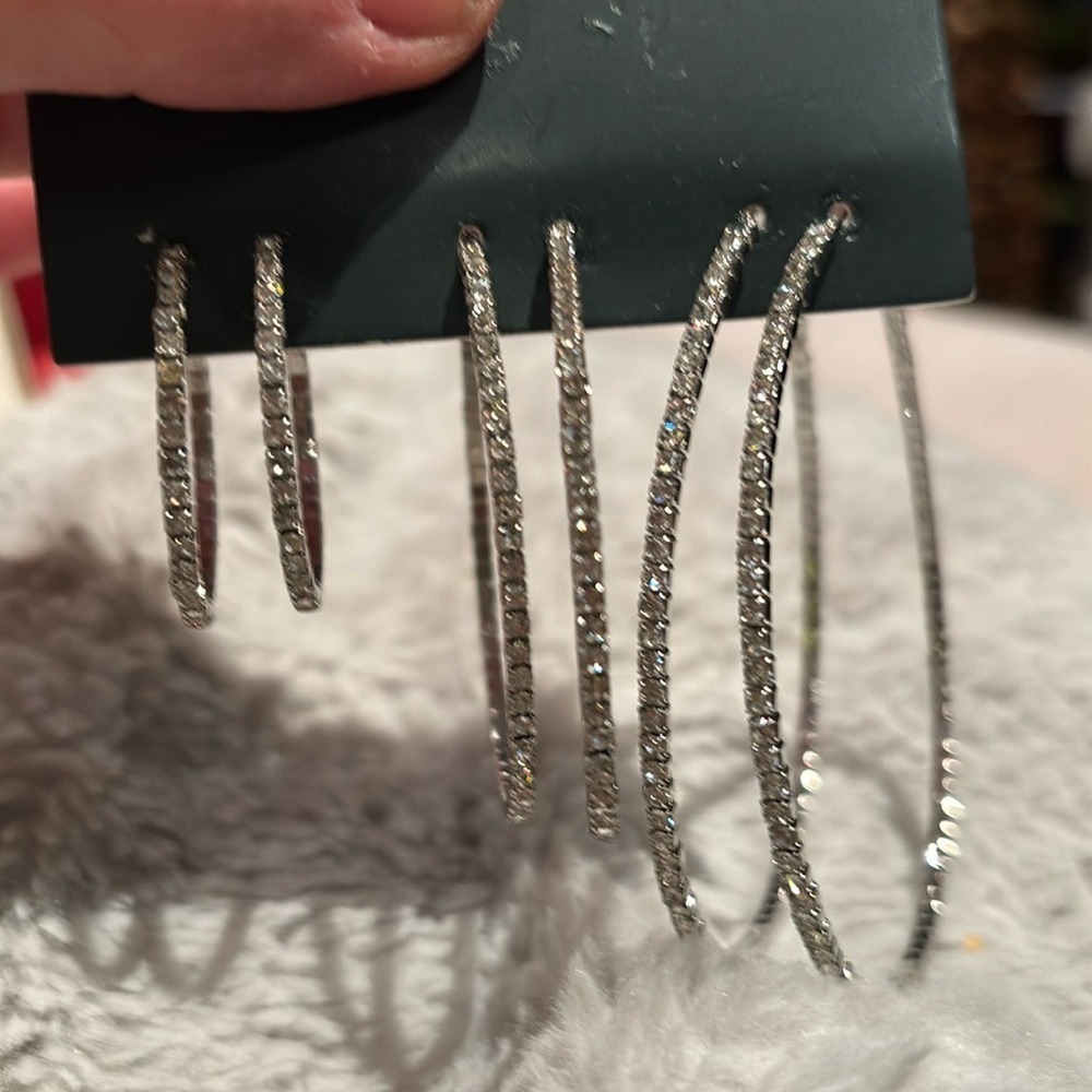 Wild fable NWt rhinestone hoop earrings three sizes